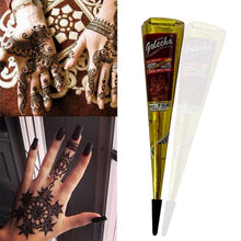 Load image into Gallery viewer, 1pc Ink Color Henna Tattoo Paste Indian Waterproof Tattoo Mehndi DIY Drawing Tattoo Body Paint Art Cream Cone For Stencil TSLM2