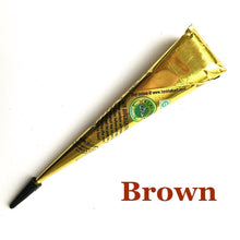 Load image into Gallery viewer, 1pc Ink Color Henna Tattoo Paste Indian Waterproof Tattoo Mehndi DIY Drawing Tattoo Body Paint Art Cream Cone For Stencil TSLM2
